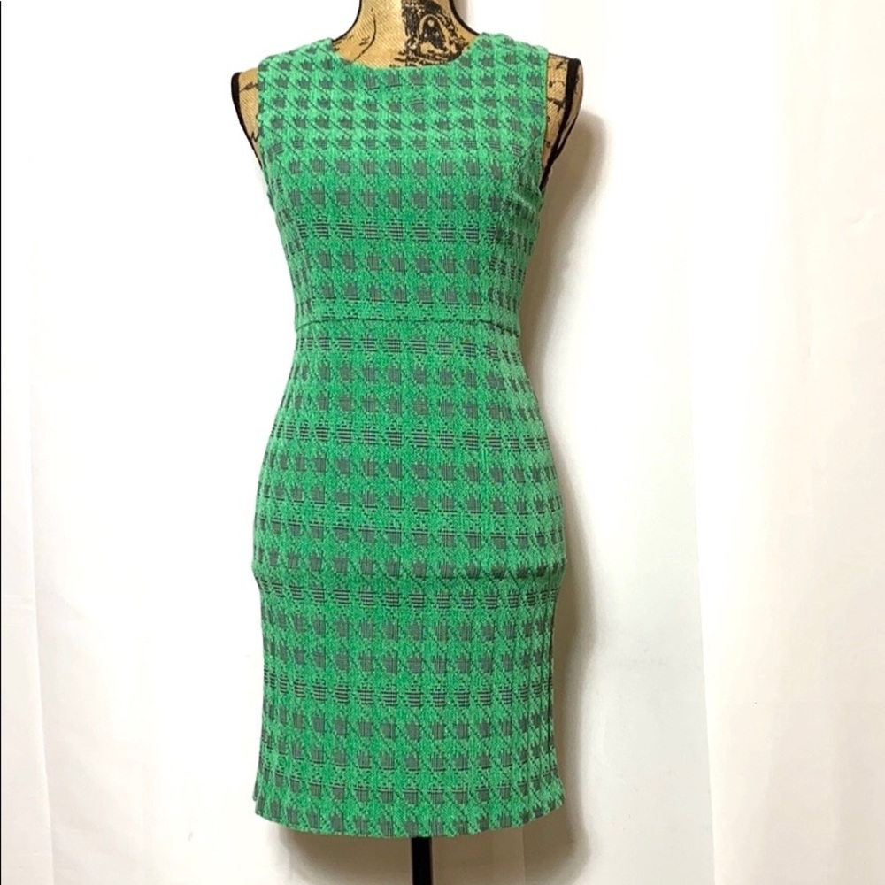 Easley Green Blue Jacquered Sleeveless Dress S